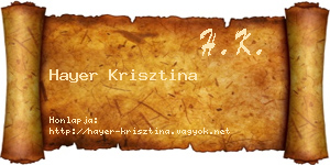 Hayer Krisztina névjegykártya